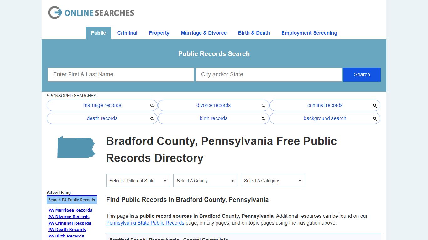 Bradford County, Pennsylvania Public Records Directory